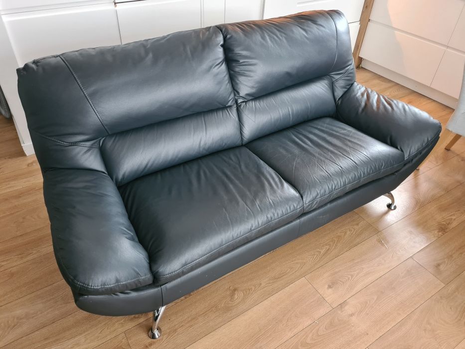 Zestaw sofa I fotel skóra naturalna