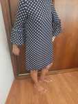 Vestido azul c bolas brancas,  M