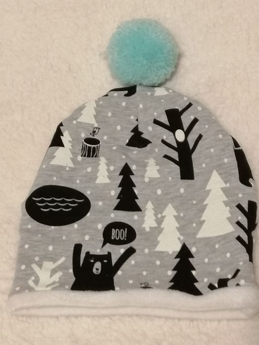 Czapka zimowa z pomponem Handmade 2-3 lata obwód 46-47 cm każdy rozmia