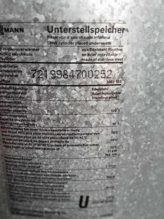 Bojler CWU  120 L/ wiessmann/do instalacji CO