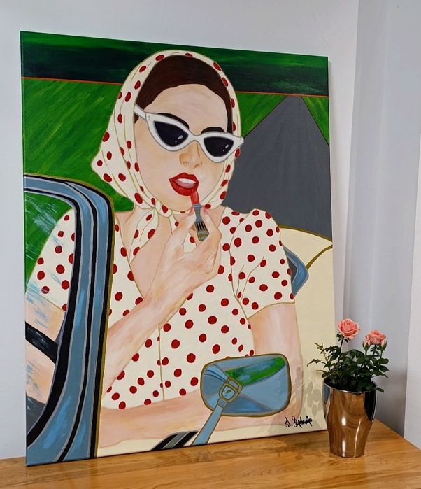 Duży obraz " Dziewczyna w drodze" 80 x 100 cm