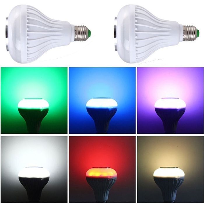 Lampada com coluna Bluetooth LED RGB 12W E27 com comando remoto