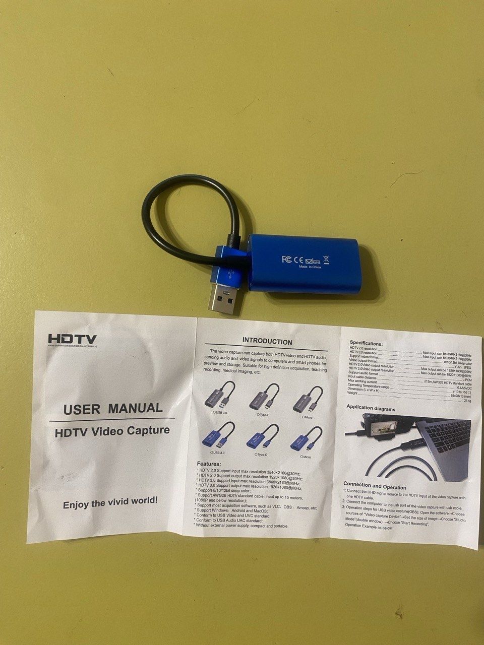 Зовнішня карта відео захоплення HDMI Blue USB 3.0 подовжена версія,нов