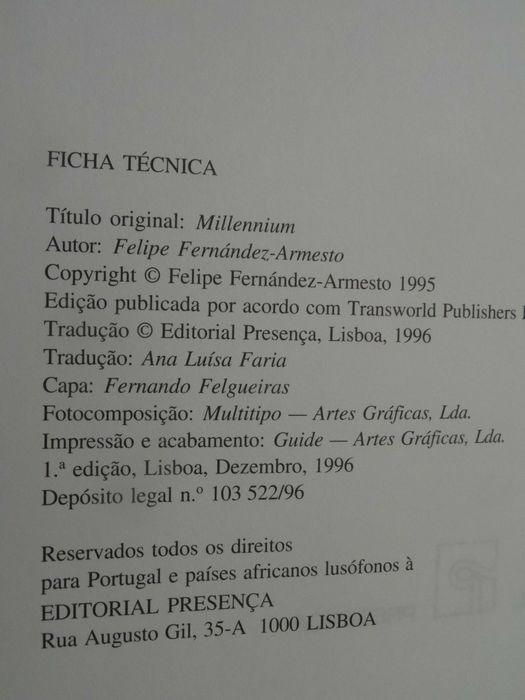 Milénio de Felipe Fernández-Armesto - 1ª Edição