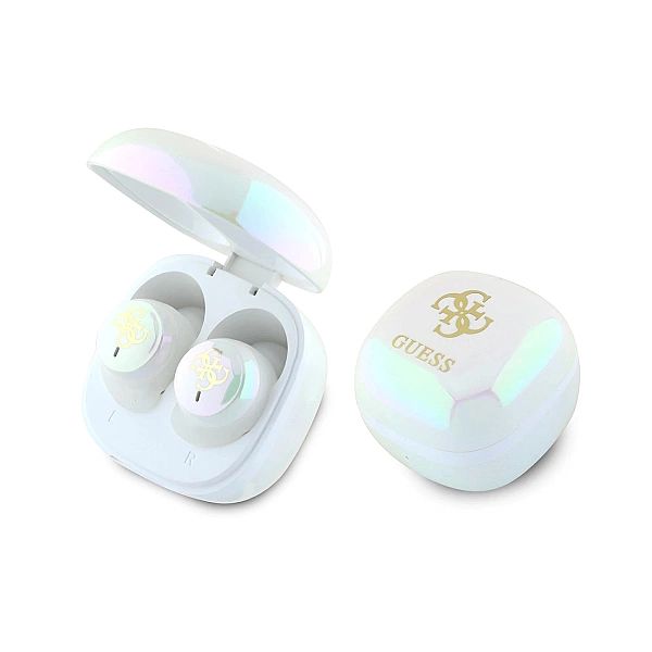 Słuchawki Bluetooth Guess Iridescent 4G Printed Logo TWS + stacja doku