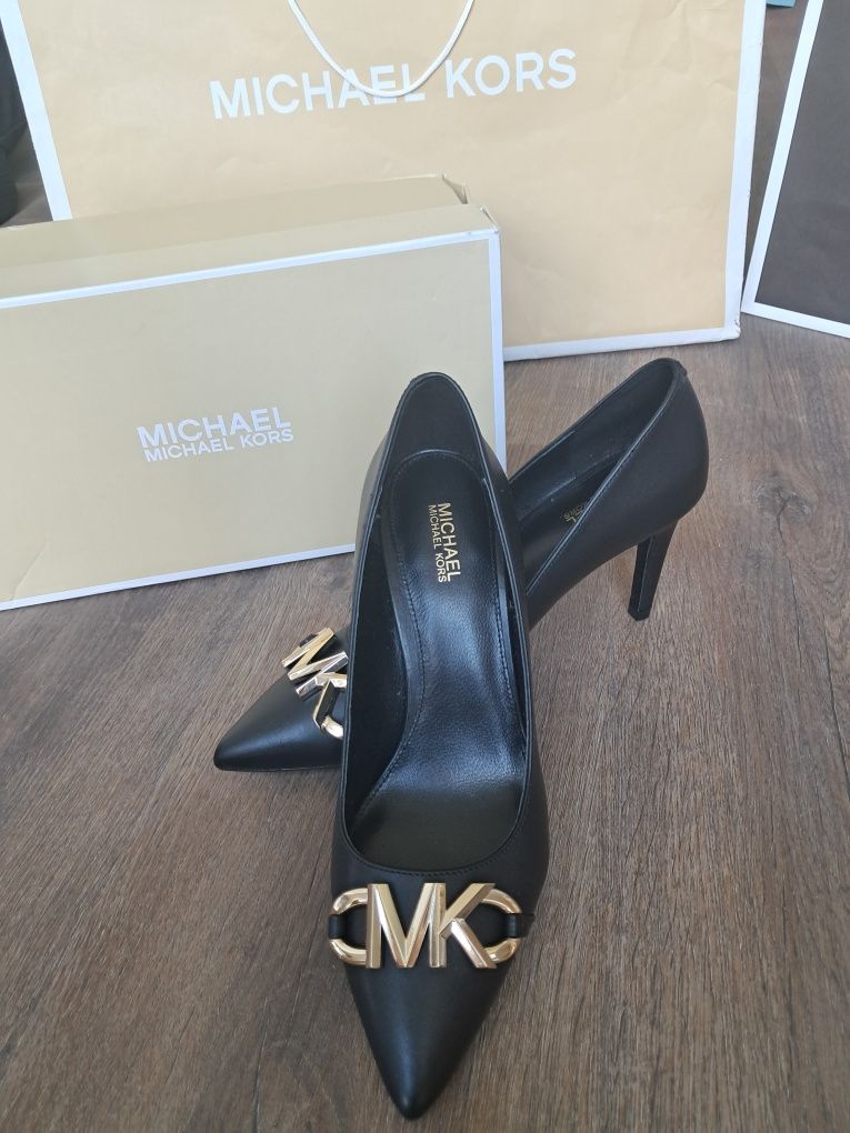 Michael Kors szpilki czółenka na obcasie izzy flex pump leather skórza
