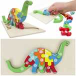 lt427 puzzle edukacyjne dinozaur 3d montessori drewniane puzzle