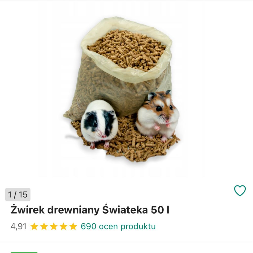 Zwirek drewniny dla zwierzat kot chomik krolik szczur gryzon trociny