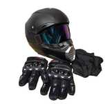 Kask wielofunkcyjny czarny , gogle , rękawice