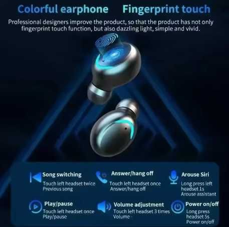 Czarne Słuchawki Bluetooth TWS Bezprzewodowe Pchły Douszne TWS F9-5