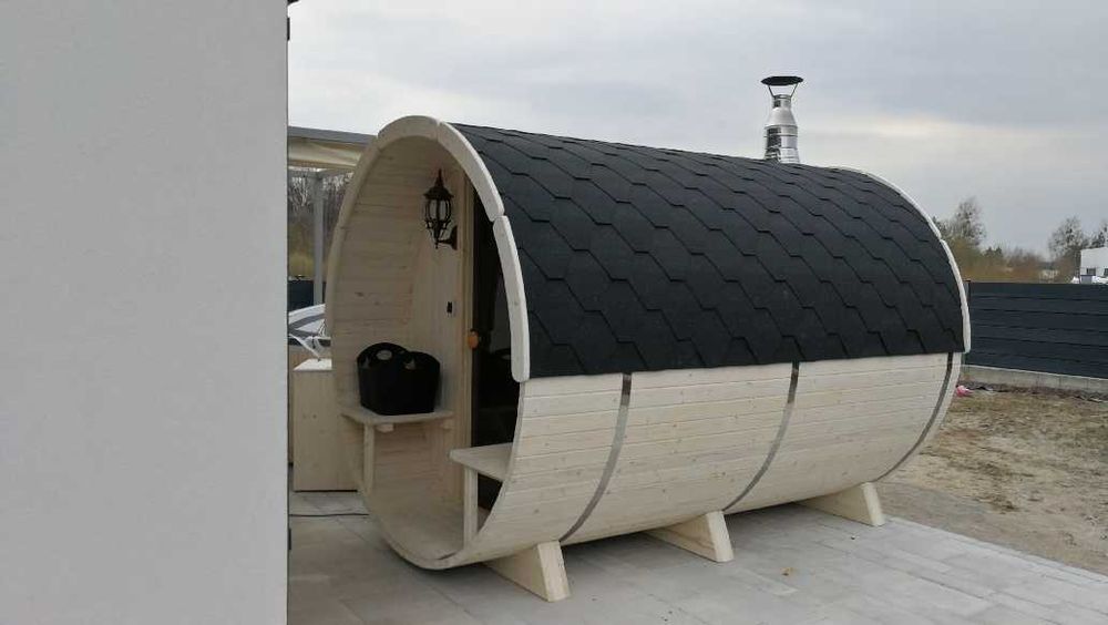 Sauna Beczka 300cm  Ogrodowa z Piecem Harvia - od Producenta z Litwy