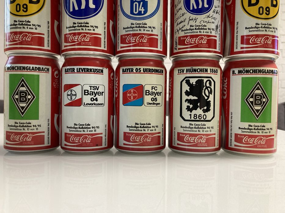 Puszki kolekcjonerskie coca-cola 20szt bundesliga Niemcy 94/95