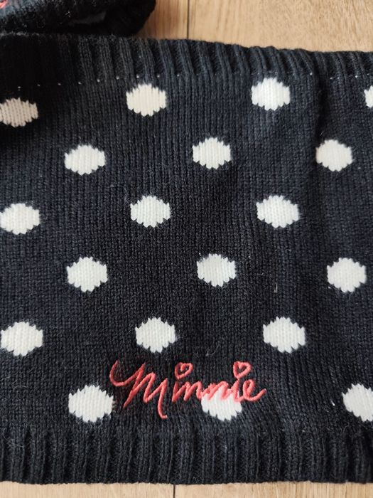 Komplet zimowy dziewczęcy czapka i komin Myszka Minnie