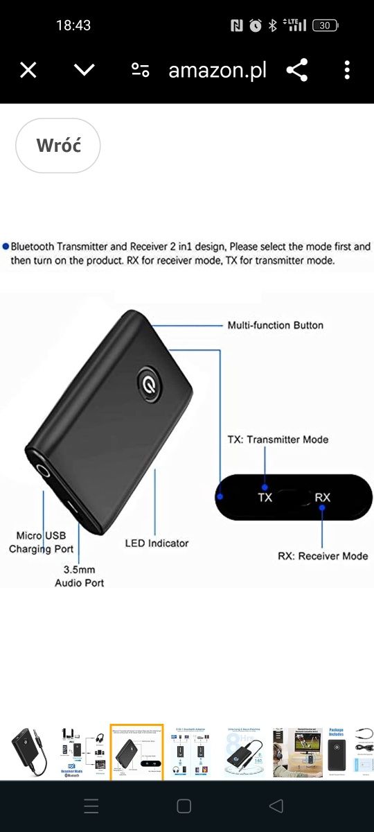 Adapter Bluetooth Audio 5.0, nadajnik Bluetooth 2 w 1, odbiornik Bluet