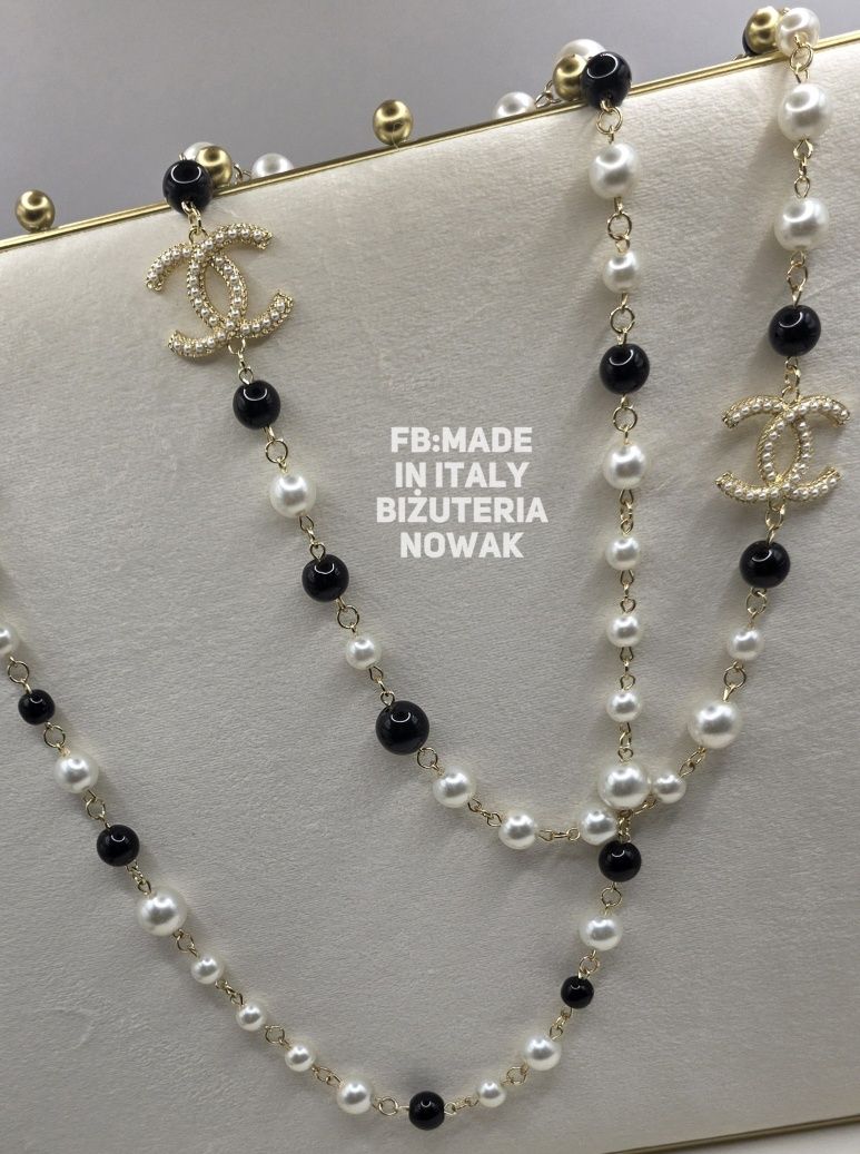 Korale sztuczne perły chanel 125cm