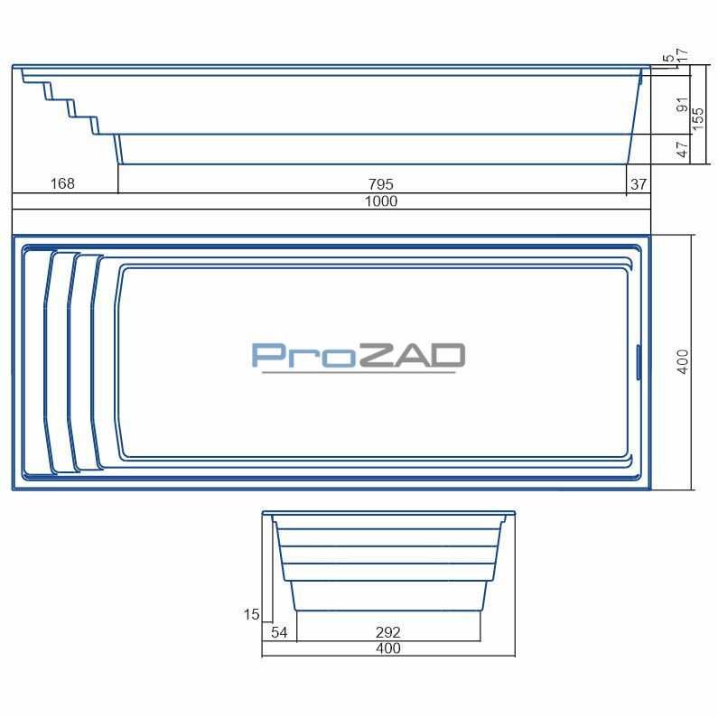 Basen PrimeFiber SIRIUS 10,0 x 4,0 x 1,55m poliestrowy ogrodowy