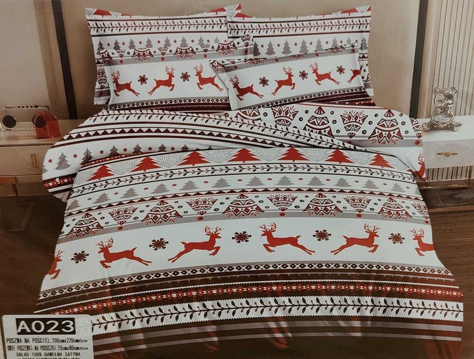 Pościel świąteczna 160x200 Prezent na Mikołajki Boże Narodzenie