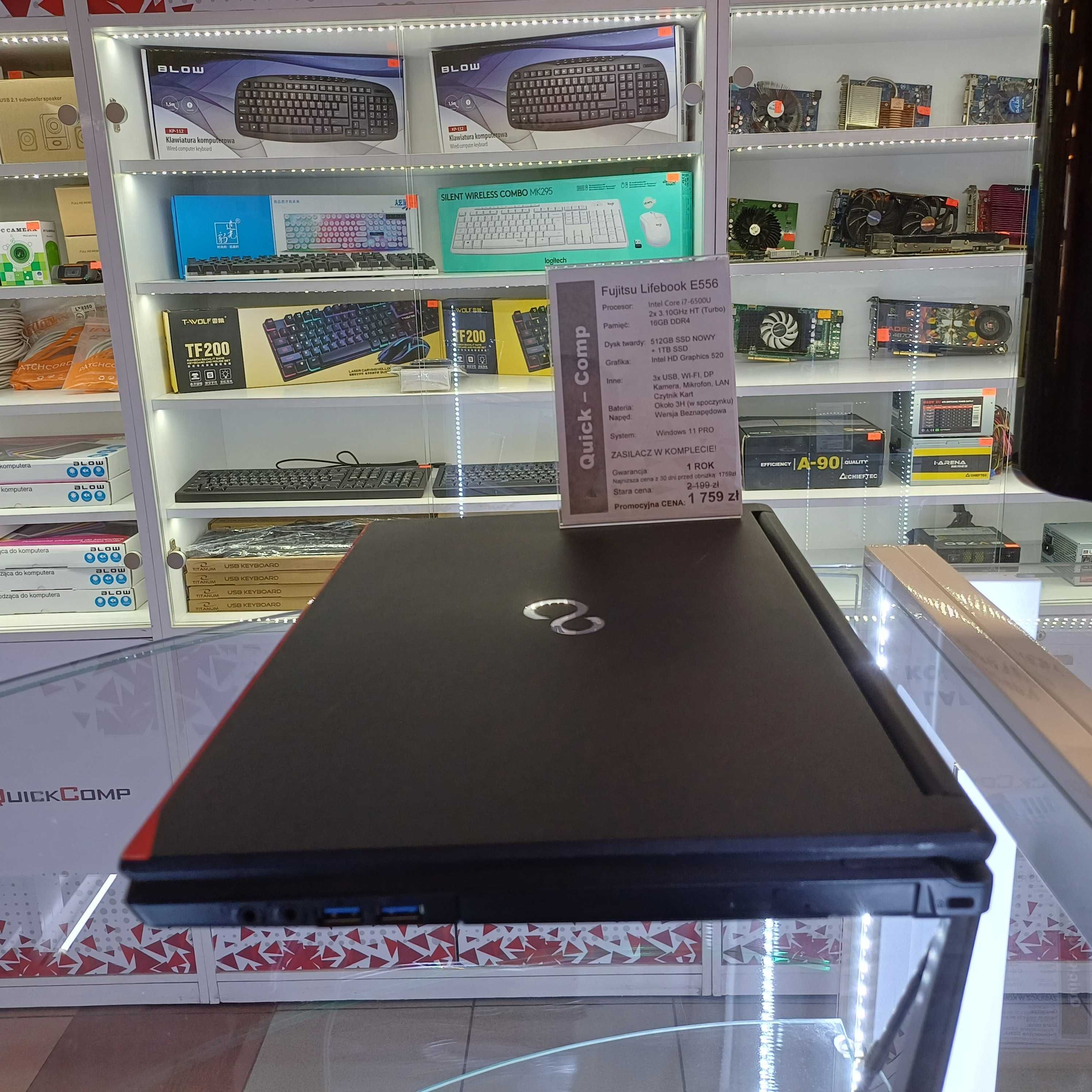 Laptop Fujitsu LifeBook E556 i7-6500U / 16GB DDR4 / 512GB SSD / WIN 11