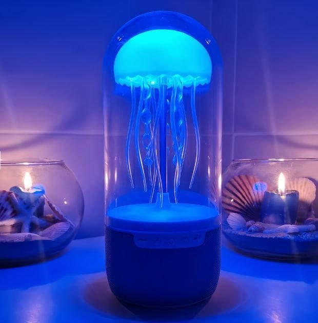 Настільна лампа нічник з Bluetooth колонкою RGB MAX 116S "Медуза" сіри