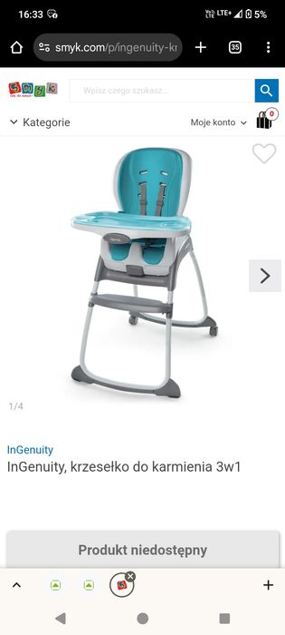 Krzesełko do karmienia Ingenuity 3w1 Trio Smart Clean