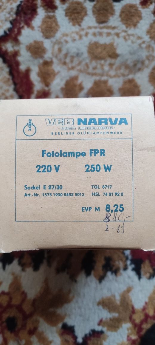 Żarówka narva foto pr250 250w 220v narwa fpr veb