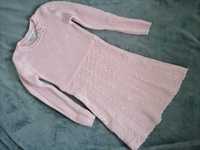 sweterkowa sukienka różowa, roz. 122-128