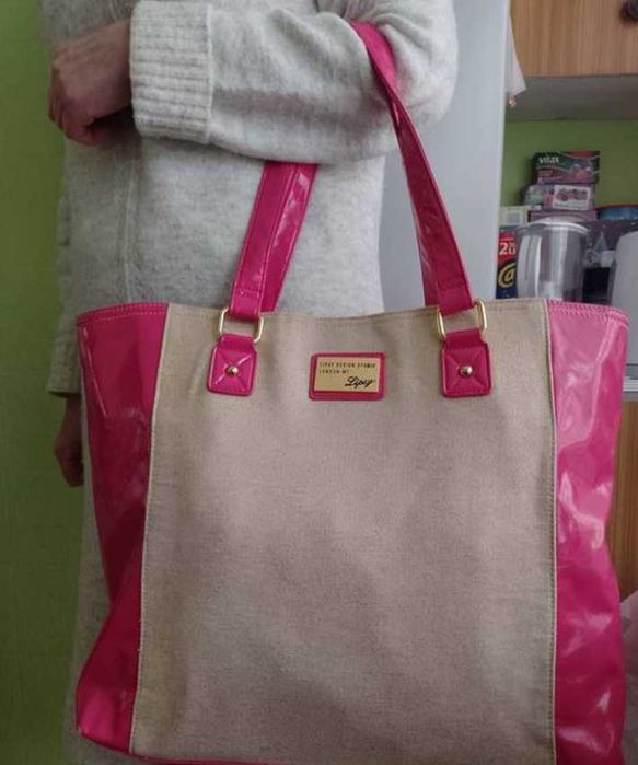 Ekskluzywna, duża, różowo - złota torebka z Londynu, torba, Vintage