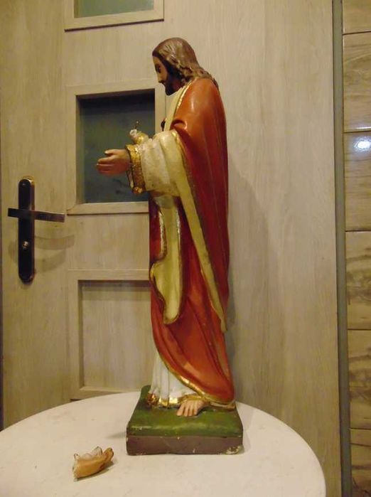 Przedwojenna figura gipsowa Pan Jezus,wys.68 cm.