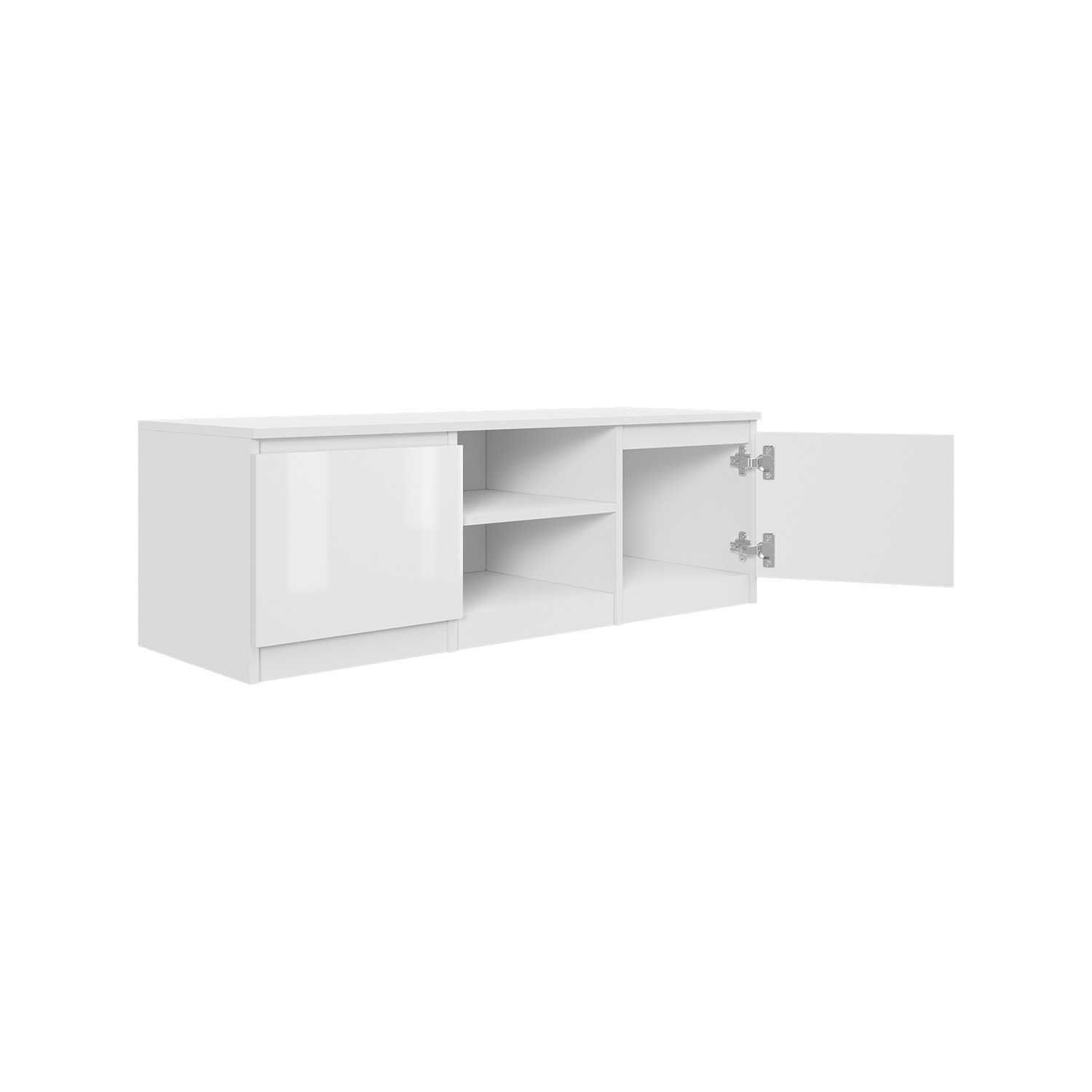 Szafka RTV komoda 120 cm / biała, dąb, połysk / salon sypialnia