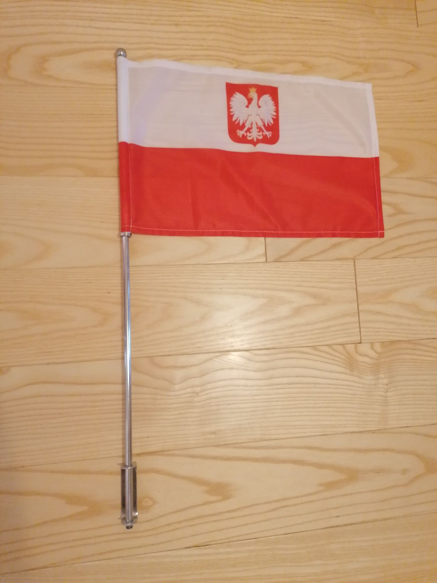 Maszt Długi Chrom z flaga Polski Chopper Cruiser Trike Metal Jakość