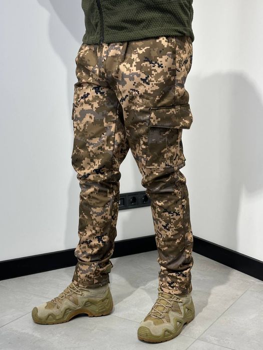 Штаны Soft Shell пиксель утеплённые флисом демисезонные тактические