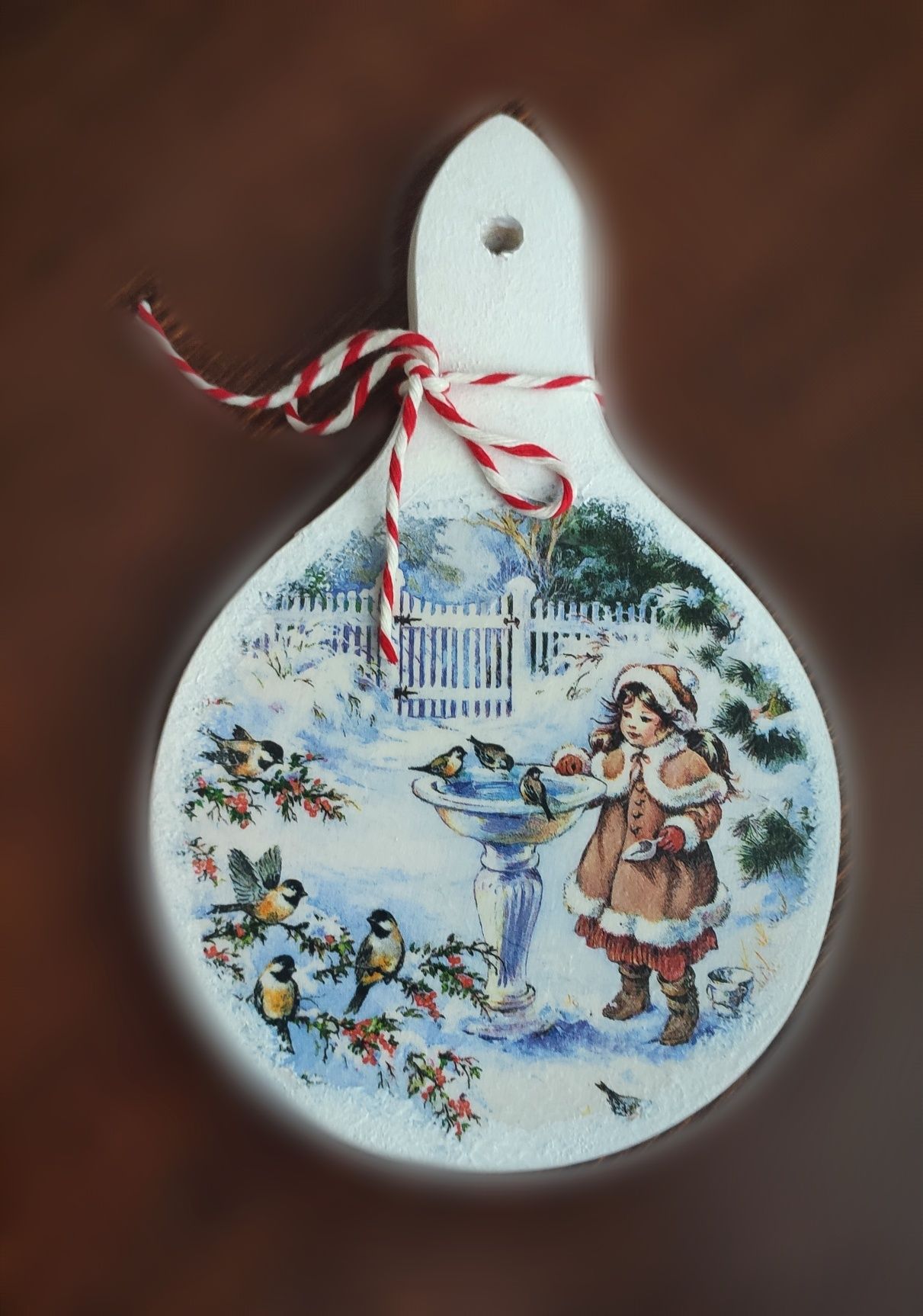 zimowy obrazek decoupage