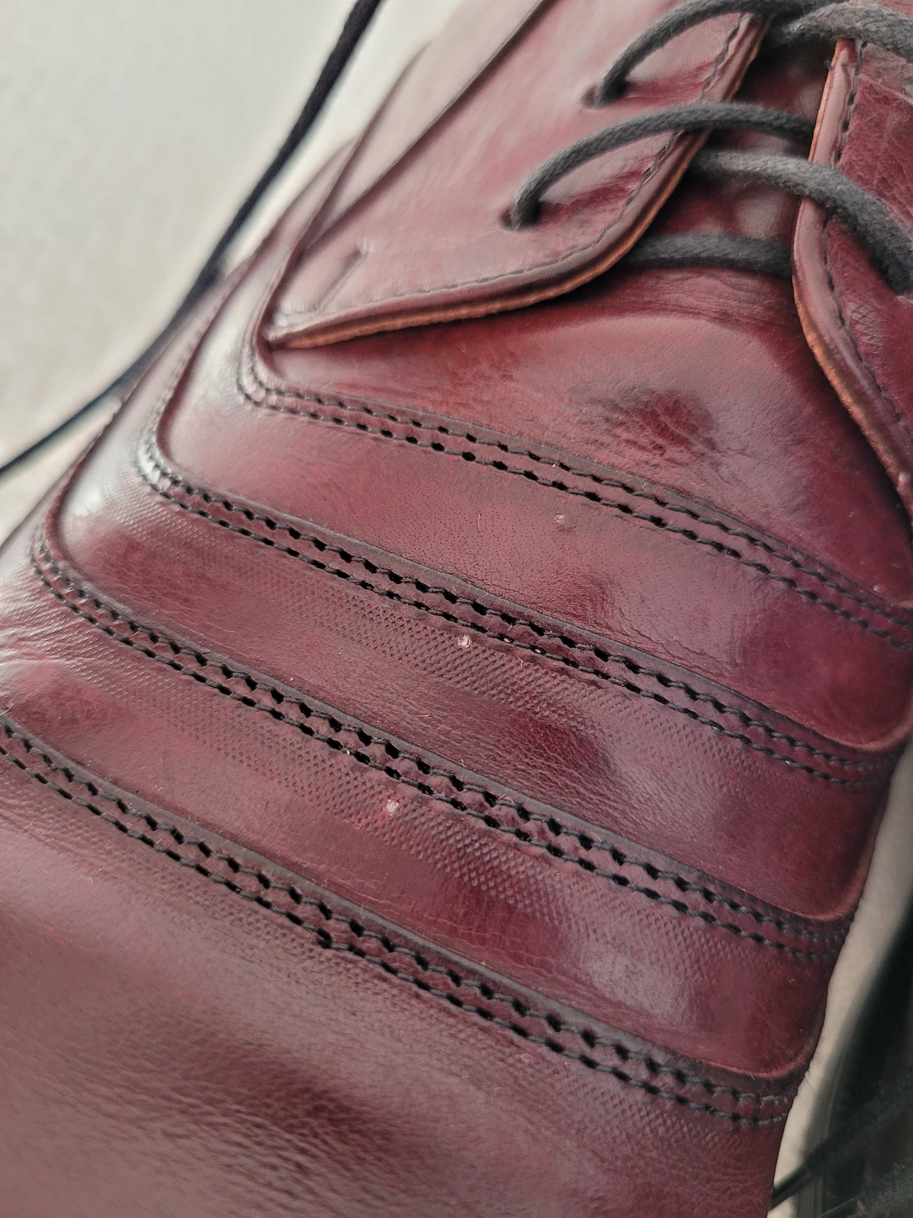 Eleganckie garniturowe męskie skórzane buty burgundowe Piero Bruni 45
