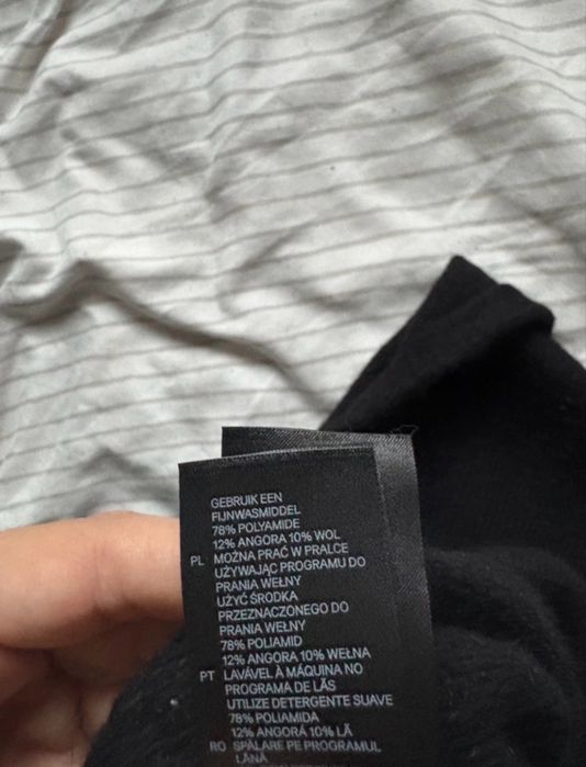 H&M czarny komin-szal / domieszka wełny i angory / one size
