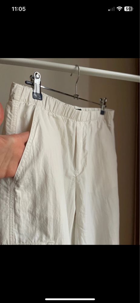 Spodnie cargo Zara S białe baggy baggie jesień zima