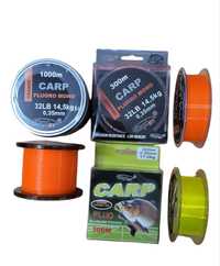 Леска волосінь carp fluo boya by 300 та 1000m limon та orange