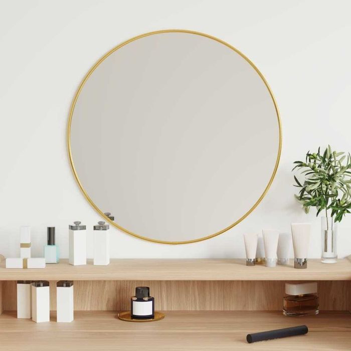 Nowe Lustro Ścienne Okrągłe 50cm Średnicy Złote Łazienkowe / salon