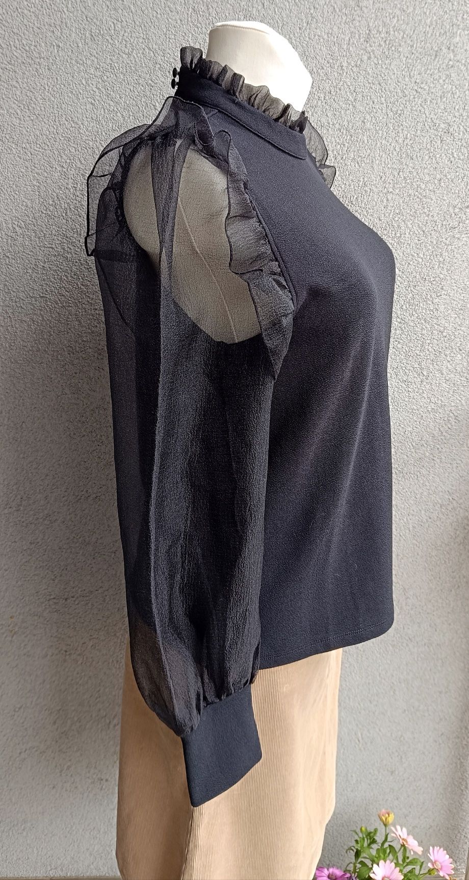 Vero Moda bluzka damska czarna M L biust 48x2 romantic victorian style