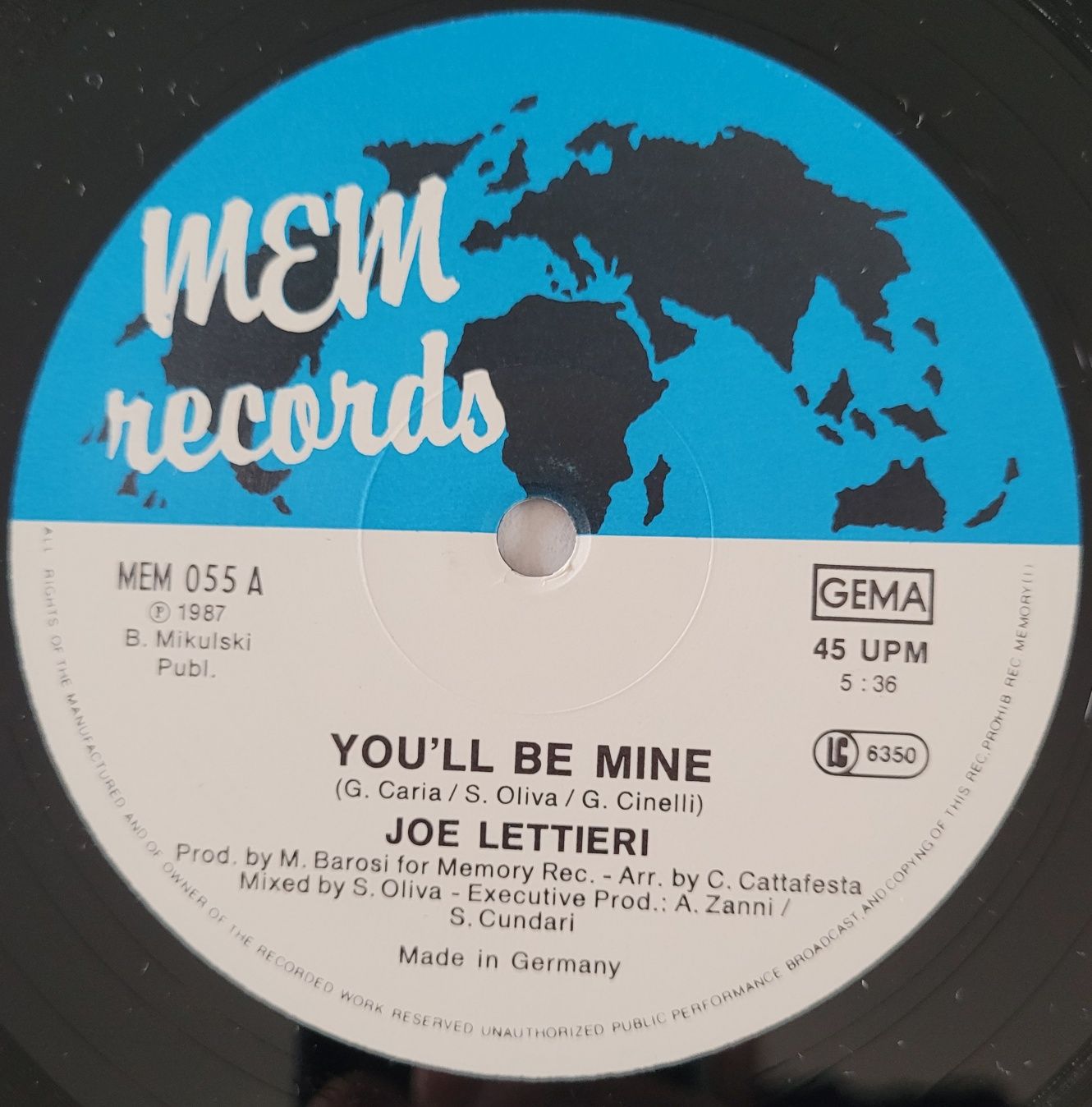 Joe Lettieri - You'll Be Mine - Maxi 1987 Ger. Italo Disco  VG+ !