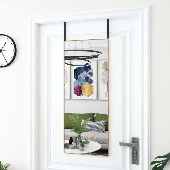 Lustro Na Drzwi, Złote, 40X100 Cm, Szkło I Aluminium