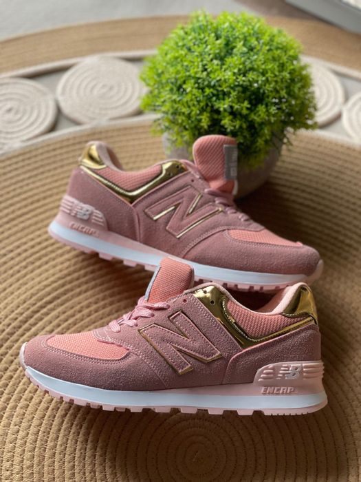 Damskie New Balance 574 Pink Gold • Nowe • 39 Różowe sportowe viral