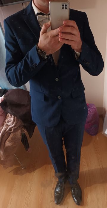 Garnitur Recman Slim Fit Granatowy