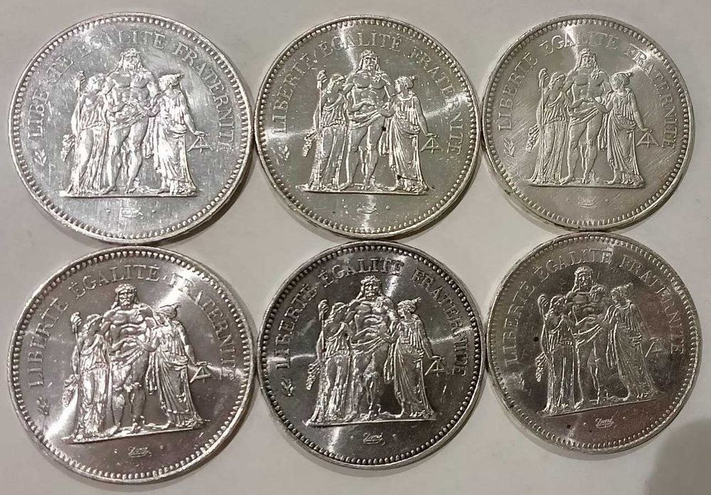 Продам серебреные 50 франков  1974-1979г ЧИТАЙТЕ описание внимательно