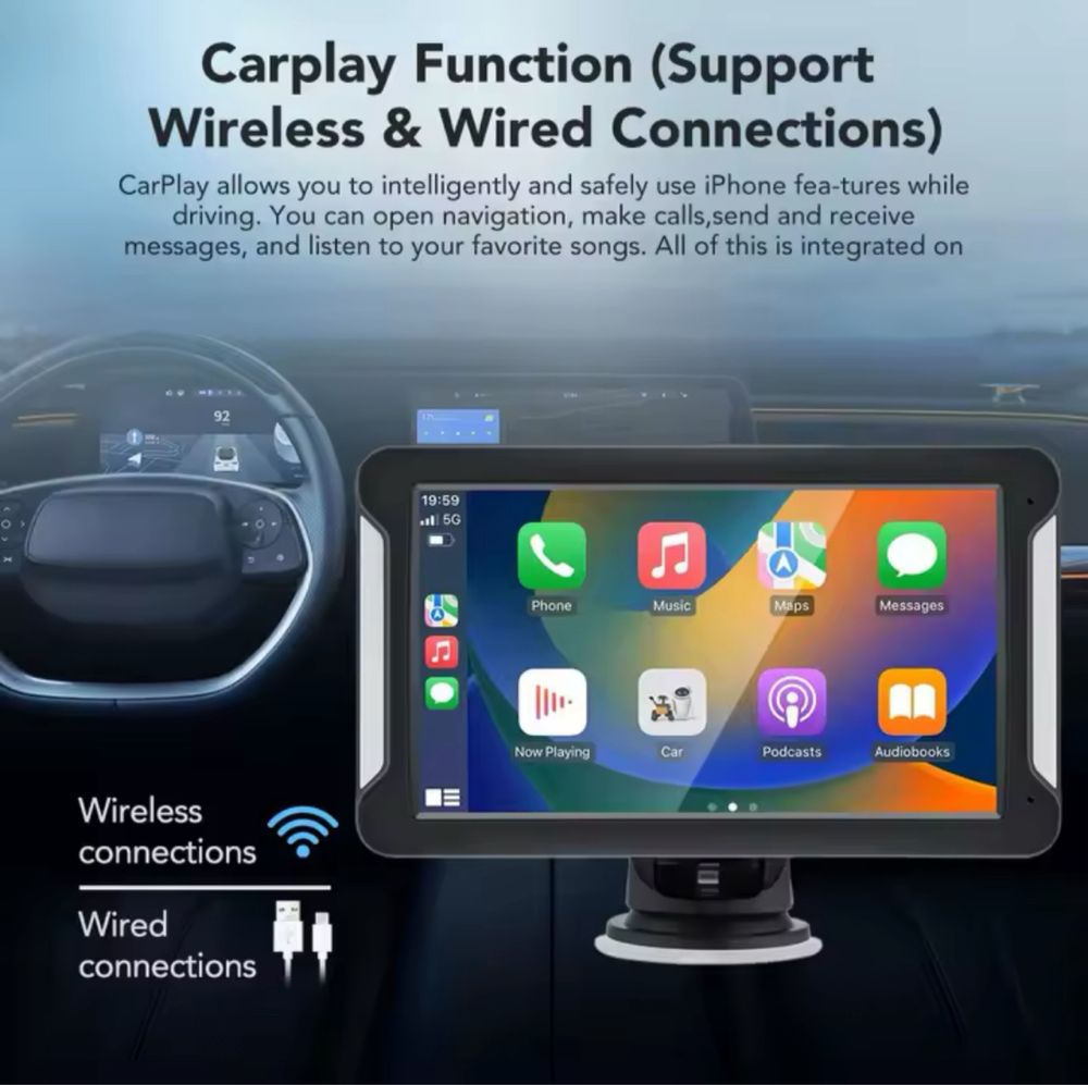 Ecra Carplay Android Auto 7” carro