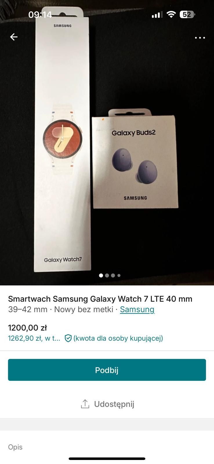 Samsung Galaxy watch 7 GPS 40 mm dodatkowo słuchawki nowy gwarancja