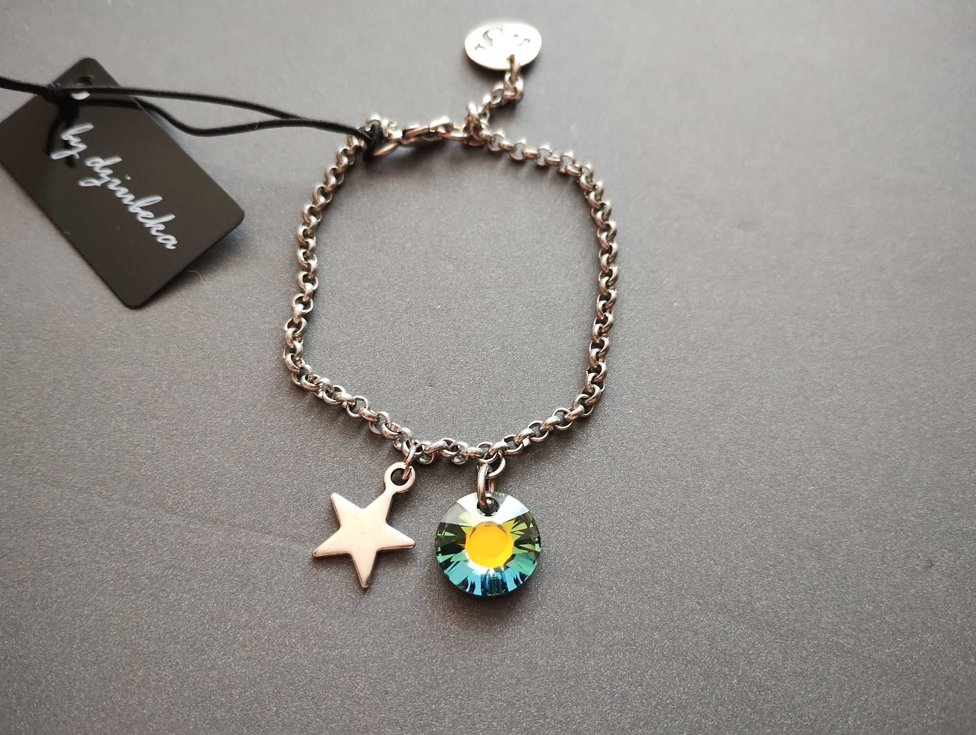 Bransoletka By Dziubeka srebrna z gwiazdą i kryształem Swarovski