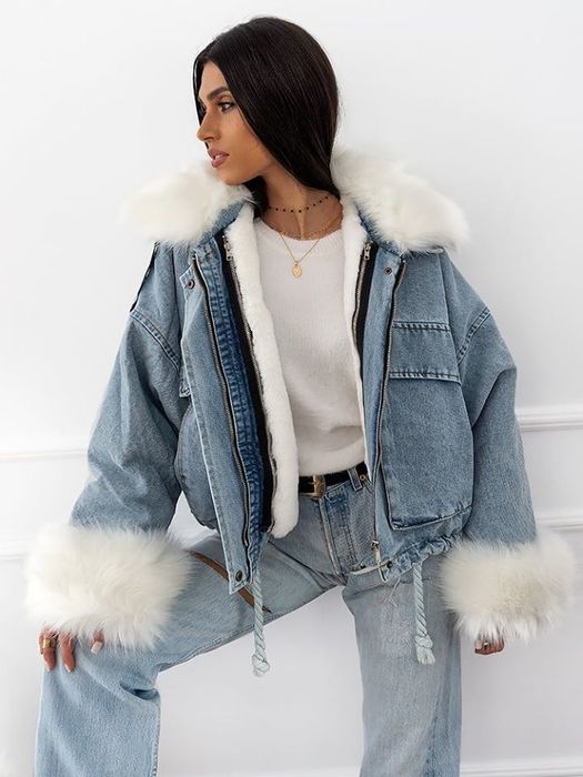 Джинсовая куртка с мехом женская куртка зимняя жіноча куртка