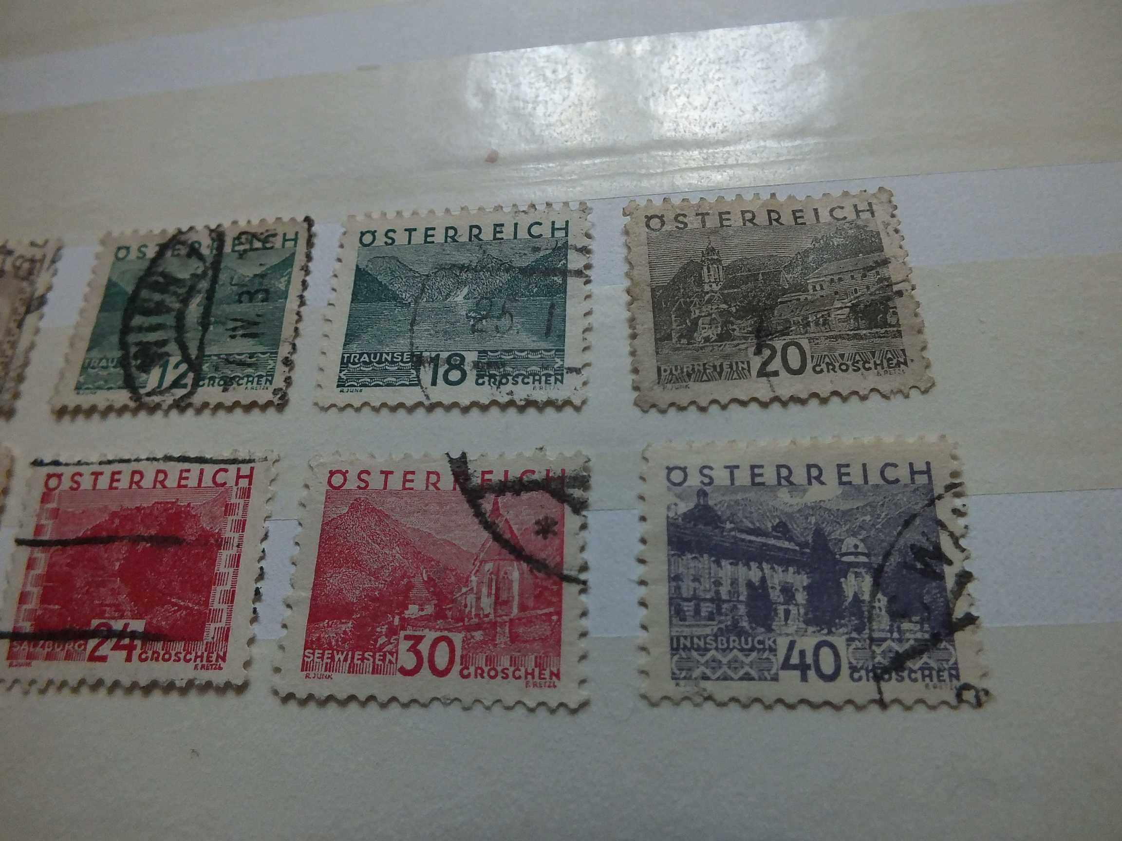 9szt. znaczki Mi530 Austria 1932r., Osterreich kasowane WIDOKI Góry