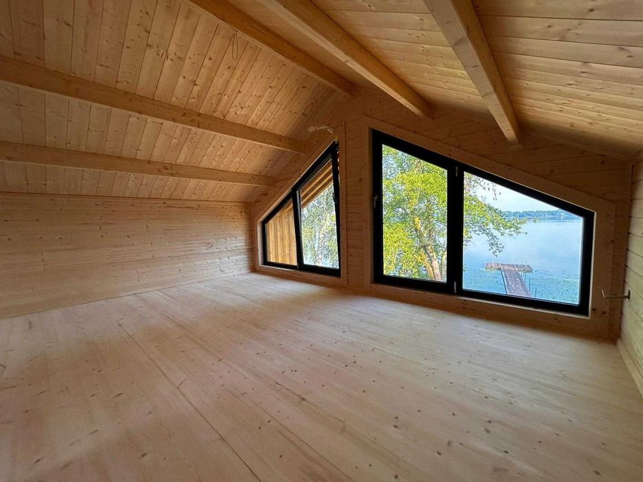 Drewniany domek letniskowy Horyzont 65 + 21 m2 - ROD, ekspozycja