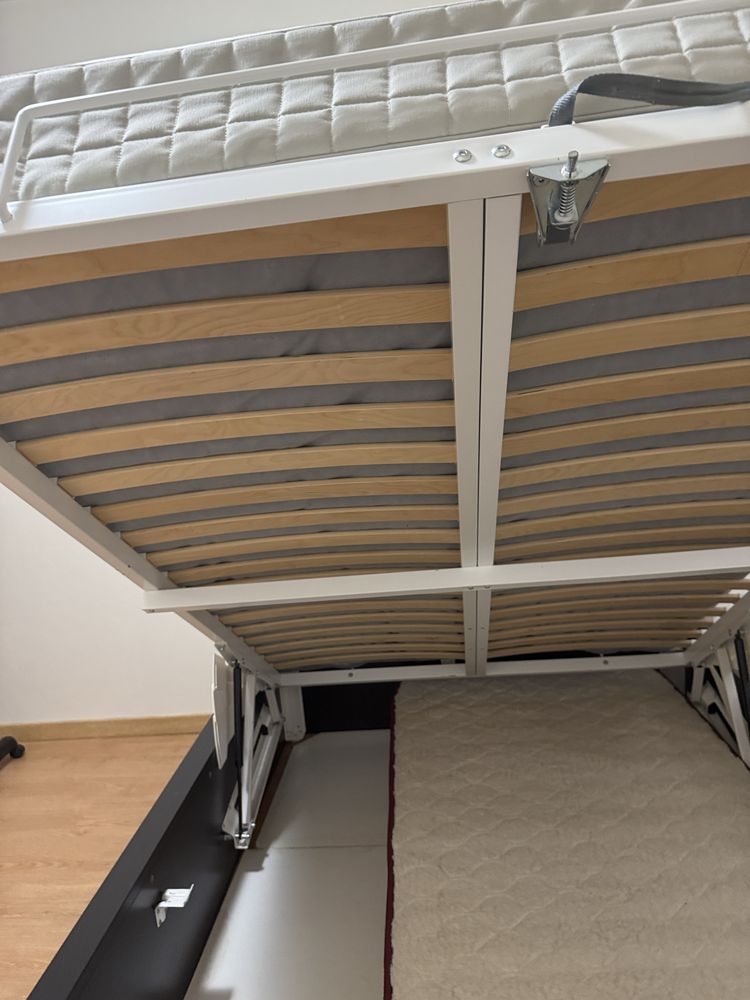 Estrutura cama c/arrumação, branco, 160x200 cm